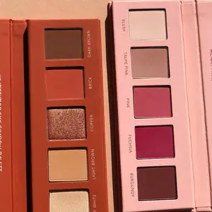 พาเลตต์อายแชโดว์สีพิกเมนต์สูง5สีเครื่องสำอางวีแกนฉลากส่วนตัวพร้อมแปรงและอายไลเนอร์กำหนดโลโก้เอง - Product Image 1