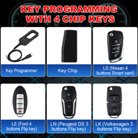 Programmeur de clés X431 original le plus récent avec 4 télécommandes universelles et 1 puce super performante, compatible avec X431 IMMO PLUS/ELITE/PAD