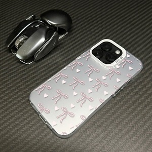 Custodia per cellulare INS Pink Love Bow colorata argento per <span class=keywords><strong>iPhone</strong></span> 16 Plus 15 17 Pro Max, cover posteriore trasparente IMD, Funda Coque - Product Image 5