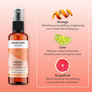 Spray Corporel Énergisant Marque Blanche pour une Ambiance Revitalisante, Brume Naturelle pour Oreillers au Parfum de Lin avec Huiles Essentielles d'Orange, de Citron Vert et de Pamplemousse - Product Image 3