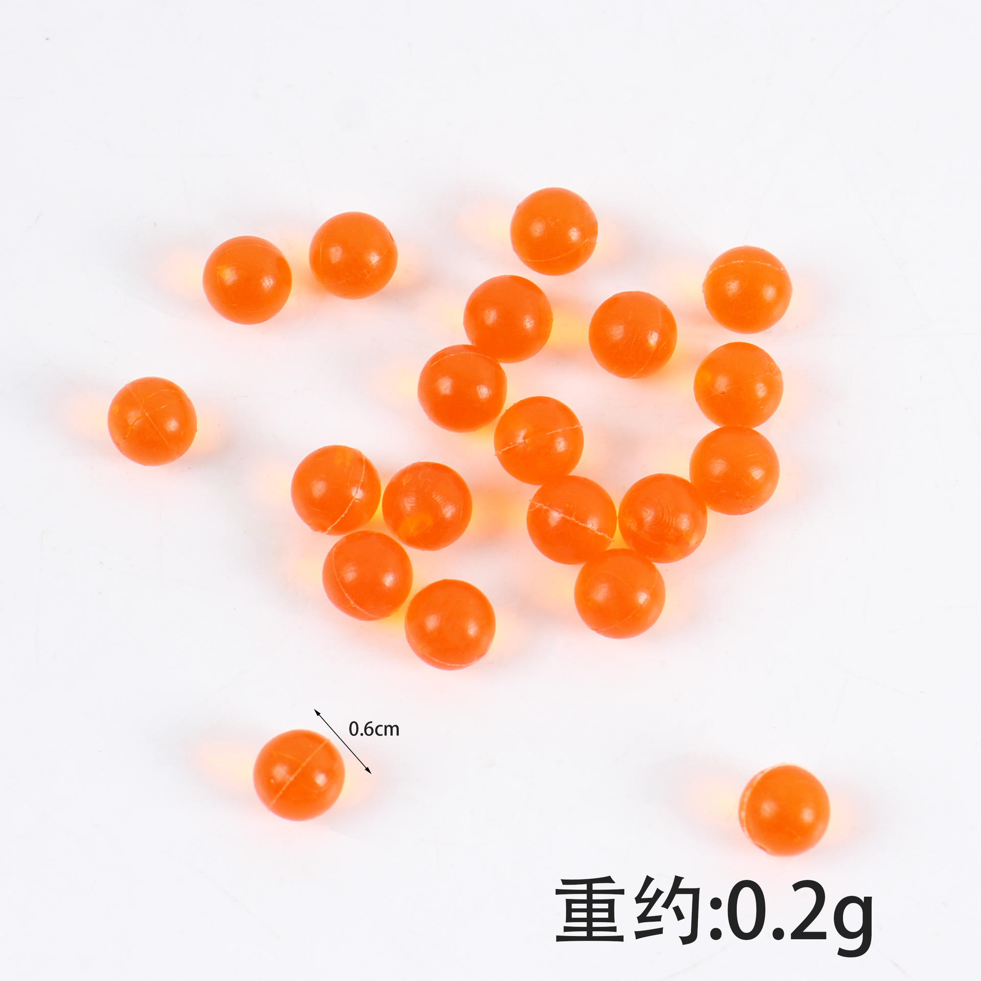 ไข่ปลาสีอ่อนขนาด 0.6 ซม. หนึ่งลูก