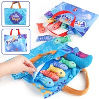 Set Mainan Memancing Montessori Permainan Memancing Magnetik Kain Lembut untuk Balita 1-3 Tahun Mainan Mandi Edukatif Menghitung dan Menyortir untuk Anak-anak
