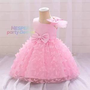 Robe de princesse sans manches pour filles HP, robe de tutu en tulle à fleurs 3D pour enfants, robe de fête d'anniversaire pour tout-petits, robe de baptême pour bébé, tenue de scène - Product Image 1