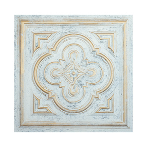 Plaque de plafond en PVC gaufré effet étain, imperméable, 10 mm, pour chambre d'hôtel, salle de bain, couleur blanc doré vieilli PL36 - Product Image 6