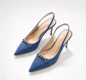 Escarpins slingback à bout pointu pour femme, talon fin de 6 cm, bride chaîne, talons hauts d'été en PU, à enfiler, talons noirs pour le travail - Product Image 5