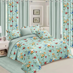 Nhà Máy Trực Tiếp Bán Buôn Trực Tuyến Hoa In 6 PC Trong 1 Phòng Ngủ Giường Tấm Ga Trải Giường Chăn Bìa Rèm Bộ Đồ Giường Thiết Lập - Product Image 3