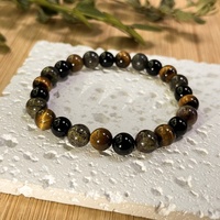 Bracelet extensible en cristal d'oeil de tigre pour hommes, de force et de pouvoir personnel, jaspe de sang de dragon, bijoux énergétiques protecteurs