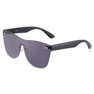 Gafas de Sol Unisex sin Marco, Lentes de PC con Protección UV400, Estilo Clásico Retro Negro para Viajes, Protección Solar, Montura Grande a la Moda - Product Image 1
