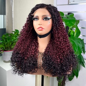 Super Double Drawn <b>Pixie</b> Curl <b>Wig</b> 100% Human Hair 5x5 Closure Wine Color <b>Pixie</b> Glueless <b>Wig</b> - Product Image 4