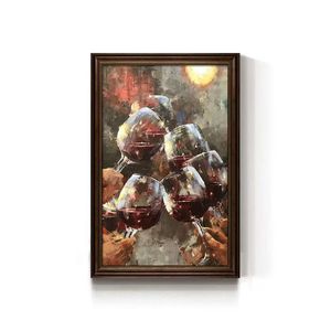 Decorazione del vino rustico Vintage arte della parete pittura su tela per il ristorante occidentale Wine Bar cucina Lounge - Product Image 2