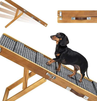 Faltbare Holztreppe mit Rutschfester Matte Verstellbare Holz-Hunderampe mit Teppich Freistehende Haustierrampe für Training