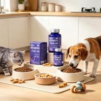 Capsules molles d'huile de poisson pour animaux de compagnie OEM/ODM, anti-chute de poils, beauté, multivitamines, complément nutritionnel universel pour chats et chiens