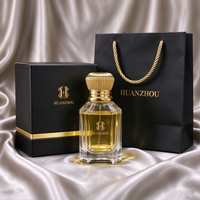 Flacon de parfum en verre de luxe 30ml 50ml 100ml, flacons de parfum uniques à vaporisateur à sertir avec boîte d'emballage et couvercle doré