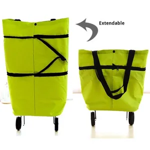 Factory Direct Portable Foldable Oxford Cloth Shopping Bag Handheld <b>Pull</b> Grocery Shopping <b>Trolley</b> Storage Bags - Product Image 6