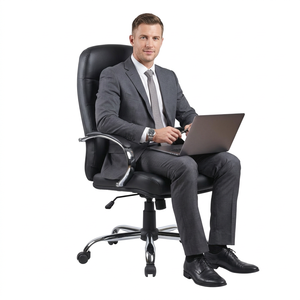 Fauteuil de bureau exécutif moderne Kinsha GL-01 en cuir PU, accoudoirs réglables, base chromée pivotante, pour chambre et bureau à domicile - Product Image 1