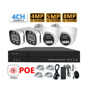 Kit NVR POE TSEye de 4 Canales, Sistema de Vigilancia con Cámara CCTV de 4MP, 5MP, 8MP, 4K con Visión Nocturna a Todo Color, Detección de Movimiento y Audio Unidireccional - Product Image 1