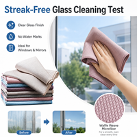 Chiffon de nettoyage en microfibre à tissage diamanté, sans traces, sans peluches, pour vitres, miroirs et polissage automobile
