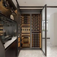 Vente directe usine : Meuble de salon pour vin et spiritueux, avec cave à vin intégrée, couleur rouge vin