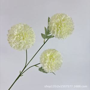 Fleurs artificielles Qiye, chrysanthème en soie à 3 têtes sur une seule branche, pour la décoration de la maison et des mariages - Product Image 3