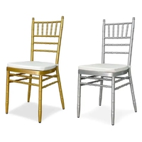 Chaises de Fête de Mariage pour Restaurant Moderne de Haute Qualité à Prix Bon Marché Chaises Chiavari Or Empilables en Métal pour Hôtel