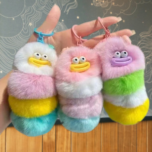 2025 nuevo lindo Real Rex conejo oruga llavero creativo dibujos animados muñeca felpa luz llavero rojo al por mayor en Internet - Product Image 1