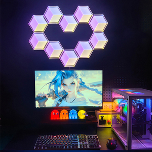 3D <span class=keywords><strong>LED</strong></span> Wand leuchte Hexagon RGB Smart Light Bunt veränderbare App-Steuerung Musik synchron isation Wifi Modulares Licht für Spielzimmer - Product Image 3