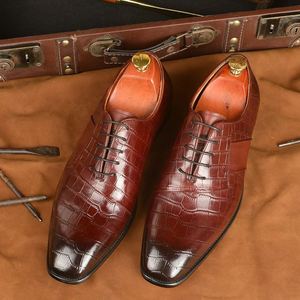 Formal Men's Embossed Calfskin Leather <b>Shoes</b> Handcrafted Design <b>Height</b> <b>Increasing</b> Lace-Up Pointed Toe Breathable Waterproof - Product Image 6