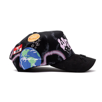 Casquette de baseball sportive en suède Dobby Sombrero G5 Gorras Fino à 5 panneaux avec broderie 'WORLD' et design unisexe
