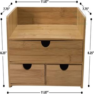 Bamboo Desktop Organizer with 3 <b>Drawers</b> and <b>Desk</b> Paper Organizer Tray - Product Image 1