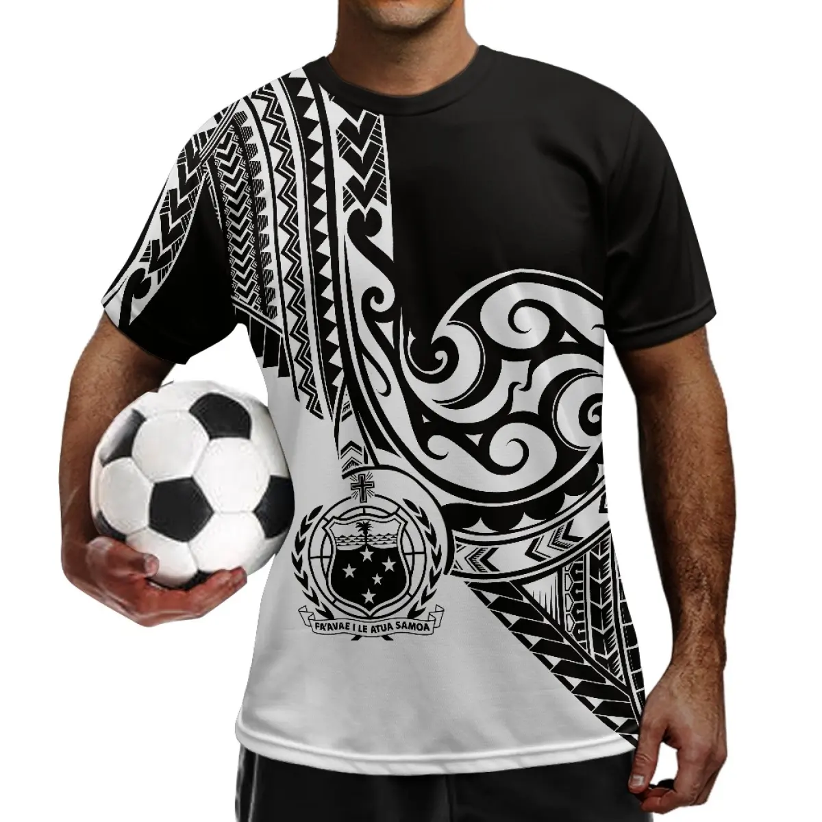 Оптовая продажа, футболки больших размеров, футболки с коротким рукавом, татуированным тотемем, полинезийское племя Самоа, полиэстер, Молодежные футболки