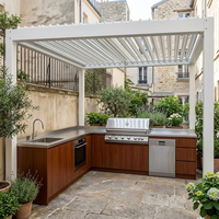Cuisine extérieure personnalisée Hyrley, îlot barbecue, cuisine extérieure en acier inoxydable résistant à l'humidité, ensemble pour jardin et terrasse avec évier