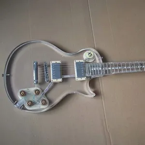 Flyoung yüksek kaliteli akrilik elektro gitar vücut ve boyun krom donanım pleksiglas gitar