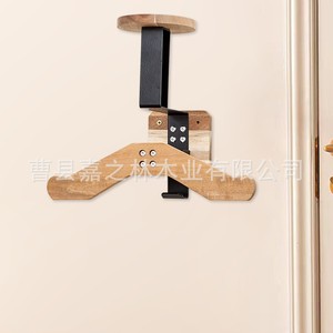 Porte-manteau mural en bois massif avec cintre réglable pour le rangement des vêtements et des chapeaux, design minimaliste - Product Image 3
