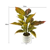 Plante artificielle de croton réaliste en polyester, faite à la main, en pot, imperméable, feuilles colorées, pour décoration intérieure, Thanksgiving, Pâques