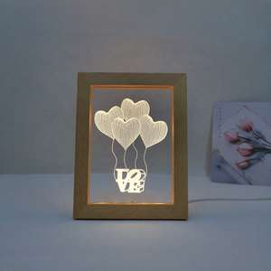 3D Visual LED lampada da tavolo in legno lampada da notte in acrilico foto cornice per san valentino camera da letto soggiorno trasporto di goccia - Product Image 5