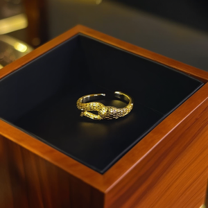Bague motif serpent en acier inoxydable 316L plaqué or PVD, réglable, pour femmes et hommes - Product Image 3