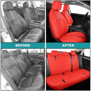 Personalizzato per <span class=keywords><strong>coprisedili</strong></span> in pelle Nappa 2016 2021 <span class=keywords><strong>Honda</strong></span> <span class=keywords><strong>Civic</strong></span> Set completo personalizzazione degli interni rosso brillante con protezione - Product Image 3