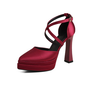 รองเท้าเจ้าสาวแบบสวมสไตล์แมรี่เจนสำหรับผู้หญิง คอลเลคชั่นฤดูใบไม้ร่วง-ฤดูร้อน ปี 2026 ส้นหนา ระบายอากาศได้ดี สายไขว้ หนังแท้ - Product Image 1