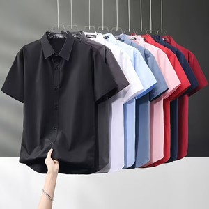 <span class=keywords><strong>Camicia</strong></span> Estiva Formale da <span class=keywords><strong>Uomo</strong></span> a Maniche Corte, 100% Cotone Satinato, Protezione UV, Fresca e Traspirante, Tinta Unita, Vestibilità Comoda - Product Image 6