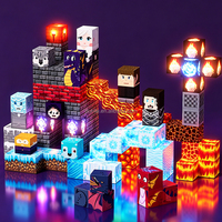 Blocs de construction magnétiques en glace et feu lumineux avec batterie remplaçable, design personnalisé, jouet sensoriel sûr, cadeau, cubes LED STEM