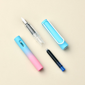 Bộ bút máy nhung màu sắc chuyển sắc sang trọng, đầu thép không gỉ 0.38mm, ngòi vàng, mực xanh đen, thân nhựa, dành cho học sinh - Product Image 3