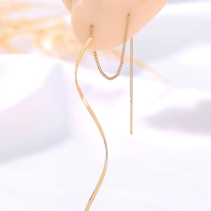 Pendientes de Diseño EH108 con Cadena Ondulada y Borla Larga, Pendientes Elegantes de Acero Inoxidable para Mujer, Uso Diario, Regalo - Product Image 4