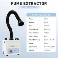 FUMECLEAR FC 100A 100W Neuer Tragbarer Nagelstudio-Staub- und Rauchabsauger mit Doppelfilter (HEPA Aktivkohle) Leise 52dB für Wimpernverlängerung