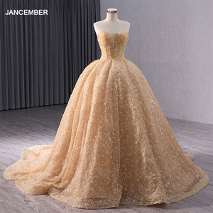 Robe de soirée scintillante champagne, robe de bal, col carré, dos nu, tulle pailleté, sequins, perles, Rsm241036 - Product Image 6