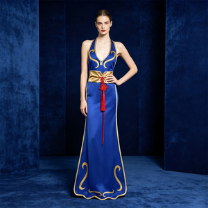 Costume de cosplay Chun Li pour bébés garçons, tenue Qipao bleue complète, ensemble Jackie Kung Fu pour fête d'Halloween, amusant - Product Image 5