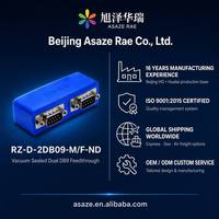 Asaze Rae 2 DSUB DB9 Macho/Hembra, Conector de paso en D, Hermético al vacío, Sellado con epoxi