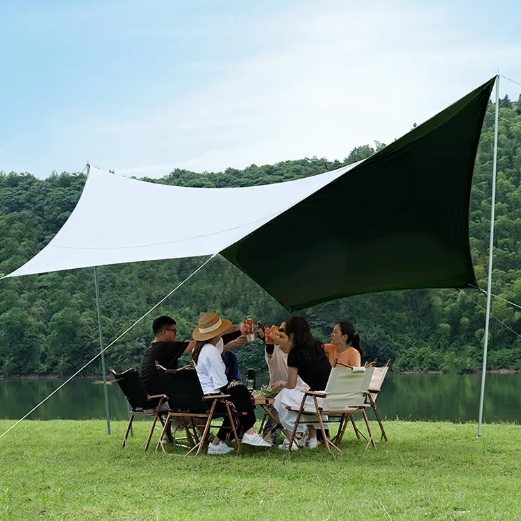 Extérieur ultraléger plage pique-nique vent neige pluie mouche abri étanche soleil abri carré sac à dos Camping ombrage tente bâche tant