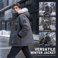 Veste matelassée décontractée en coton imprimé à capuche pour homme, avec parka d'hiver chaude et rembourrée, manteau d'extérieur