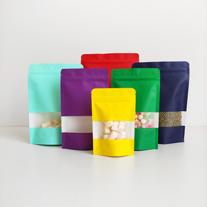 10x15cm đen xanh xanh đỏ vàng hồng màu thực phẩm đứng lên Túi giấy Kraft Ziplock có cửa sổ - Product Image 5