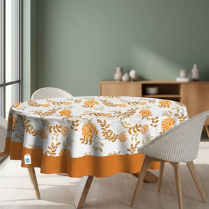 Premium Floral Cotton <b>Tablecloth</b> 60 Inch Colorful Printed Pattern Waterproof Oil Resistant Table Cover for Dining and Events - Product Image 2